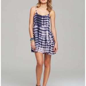 MINKPINK Navy and White Tie-Dye Mini Dress